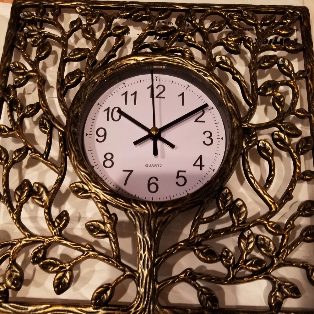 Vintage Bronze Tree Wall Clock - NWOB